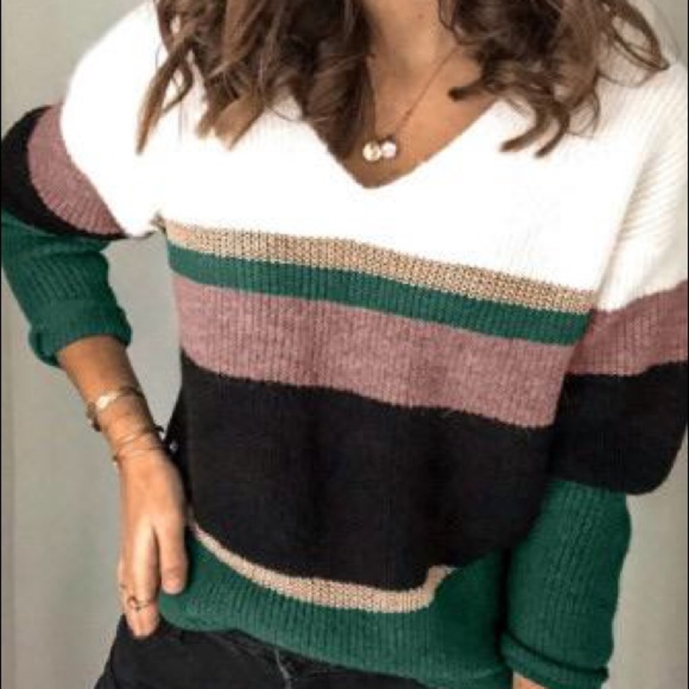 Colorblock V-neck sweater
